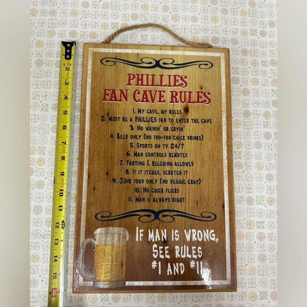 Phillies Fan Cave Rules Sign